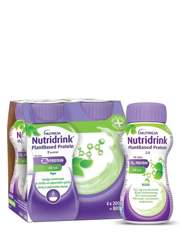 Nutricia Nutridrink® Plantbased ar zirnīšu un piparmētru garšu, 4 x 200 ml