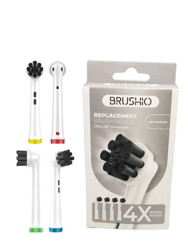 Brushio Charcoal Clean maināmie uzgaļi saderīgi ar oral-B, 4 gb.