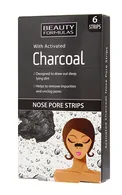 BEAUTY FORMULAS CHARCOAL PLĀKSTERI DEGUNAM, 6GAB.
