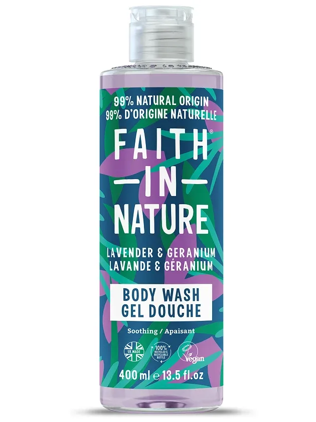Faith In Nature Lavender & Geranium ķermeņa mazgāšanas līdzeklis, 400 ml