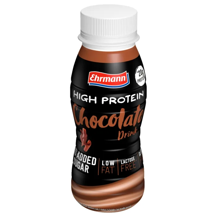 PIENA PROTEĪNA DZĒRIENS EHRMANN ŠOKOLĀDES, AR SALDINĀTĀJIEM 250ML