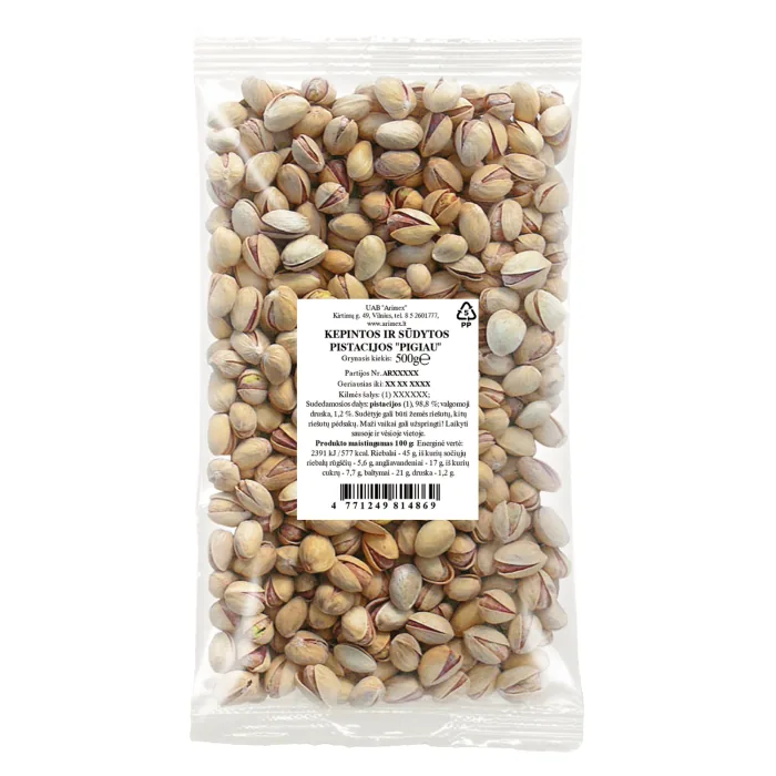 PISTĀCIJAS GRAUZDĒTAS UN SĀLĪTAS 500G