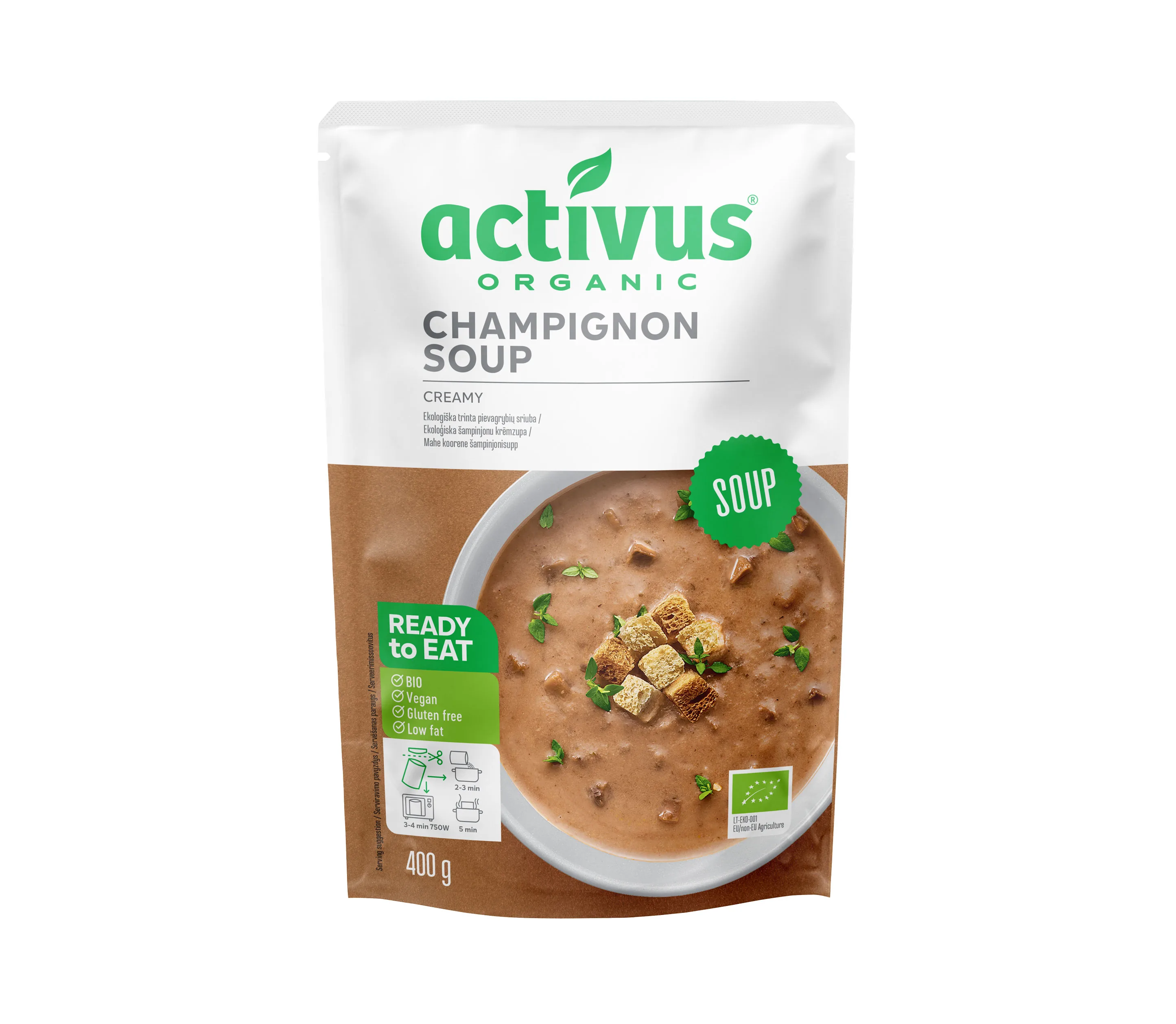 ŠAMPINJONU KRĒMZUPA ACTIVUS BIO, 400G