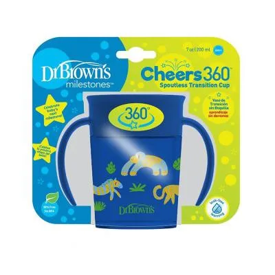 Dr.Browns Cheers 360 krūzīte ar vāciņu zila 200 ml