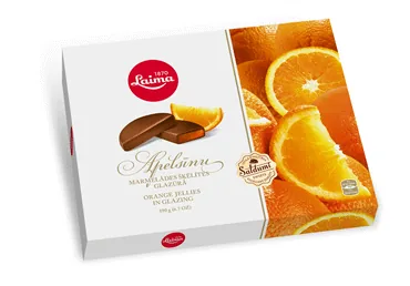 KONFEKTES LAIMA APELSĪNU ŠĶĒLĪTES GLAZŪRĀ 190G