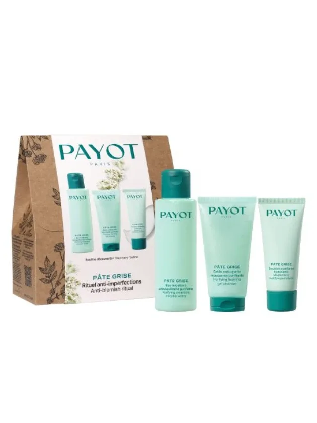 Payot Pate Grise Komplekts (attīroša želeja 50 ml+matējošs krēms 30 ml+micelārais ūdens 100 ml)
