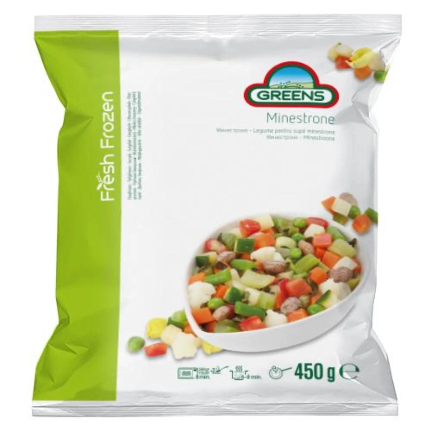 SALDĒTS DĀRZEŅU MAISĪJUMS GREENS MINESTRONE, 450G IQF