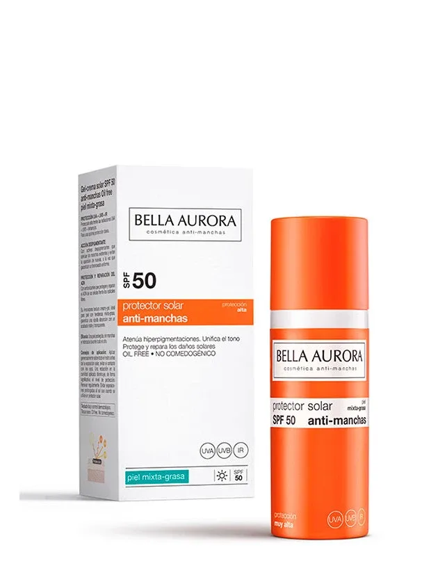 Bella Aurora Anti-Dark Spots gēls-krēms sauļošanās krēms SPF50+, 50 ml