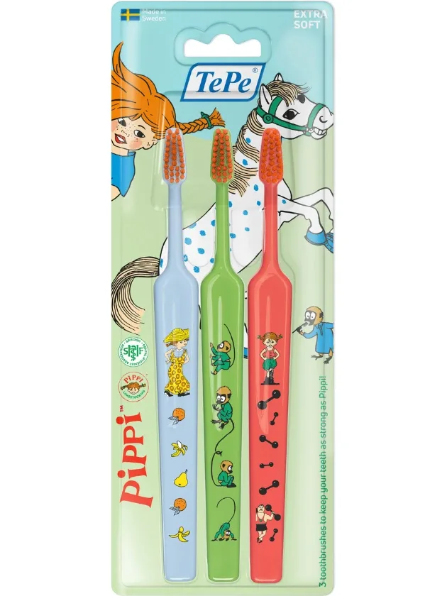 Tepe Kids Pippi zobu birste, īpaši mīksta (no 3 gadu vecuma), 3 gb.