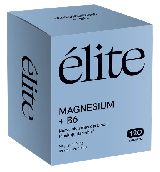 Elite Magnesium + B6 tabletes, 120 gab.