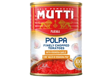 KONSERVĒTI TOMĀTI AR ĶIPLOKIEM SASMALCINĀTI MUTTI 400G