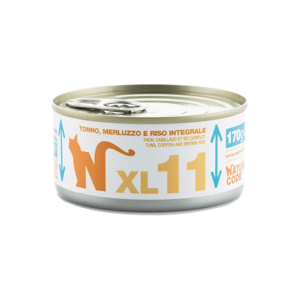 Natural Code XL 11 tuncis, menca un brūnie rīsi mitrā barība, 170 g