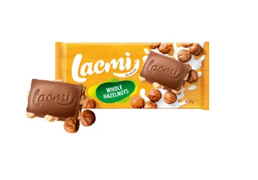 ŠOKOLĀDE LACMI AR VESELIEM LAZDU RIEKSTIEM 90G