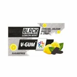 KOŠĻĀJAMĀ GUMIJA BLACK GUM AR CITRONU UN PIPARMĒTRU GARŠU 17G