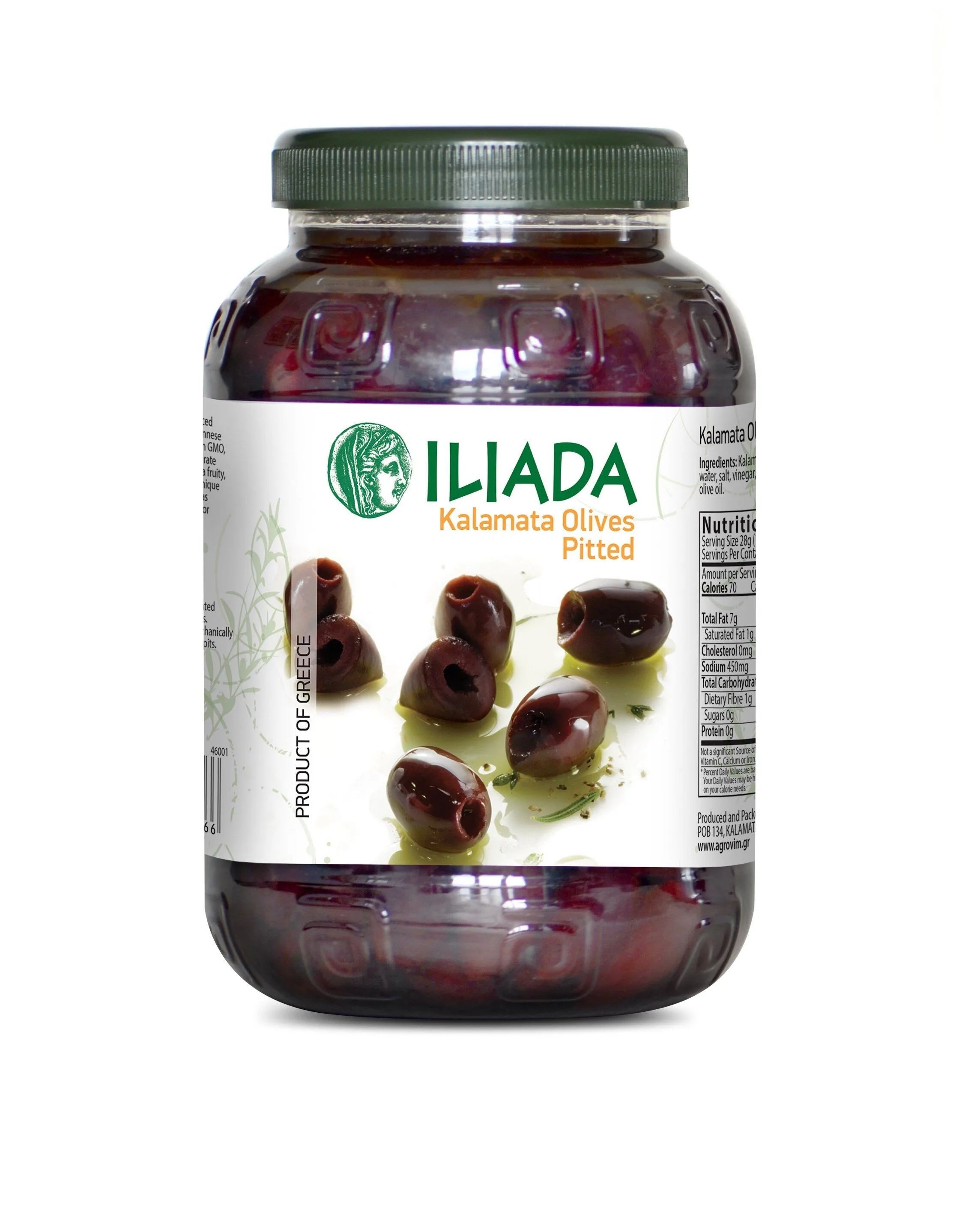 OLĪVAS KALAMATA, BEZ KAULIŅIEM ILIADA, PET, 1450G/800G