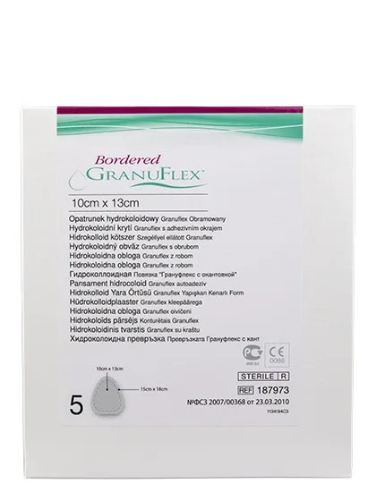 Granuflex Bordered hidrokoloīds pārsējs 10 cm X 13 cm, 5 gb.
