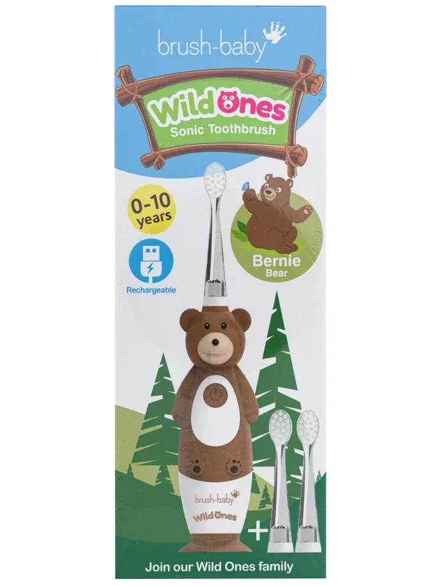 Brush-Baby Wildones Bear uzlādējama soniskā zobu birste 0-10 gadiem, 1 gb.
