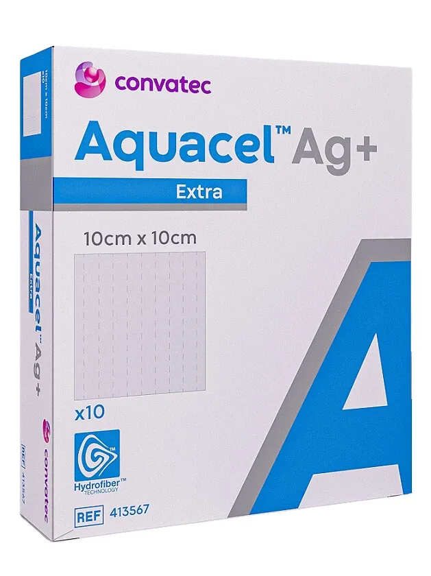 Aquacel Extra Ag+ brūču pārsējs 10 x 10 cm, 10 gb.