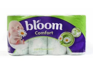 TUALETES PAPĪRS BLOOM COMFORT CHAMOMILE 3KĀRTAS 8RUĻĻI
