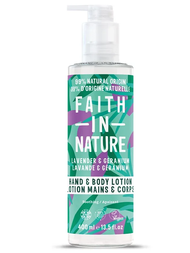 Faith In Nature Lavandas un ģerānijas roku ķermeņa losjons, 400 ml