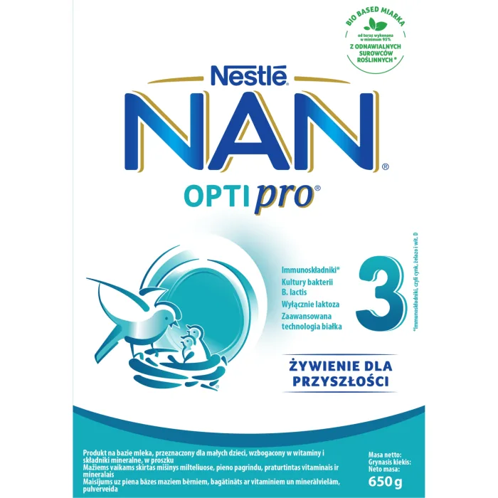 PIENA MAISĪJUMS NAN OPTIPRO 3 NO 12 MĒNEŠIEM 650G