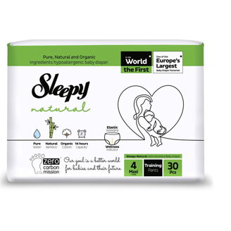 AUTIŅBIKSĪTES SLEEPY NATURAL PANTS MAXI 4 7-14KG 30GAB