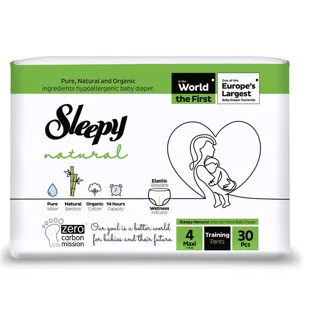 AUTIŅBIKSĪTES SLEEPY NATURAL PANTS MAXI 4 7-14KG 30GAB