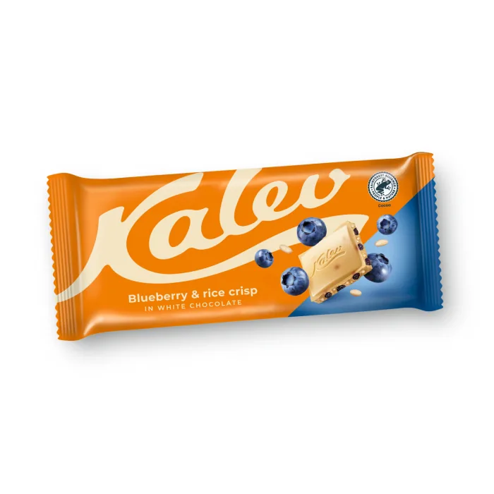 BALTĀ ŠOKOLĀDE KALEV AR MELLEŅU GABALIŅIEM 95G