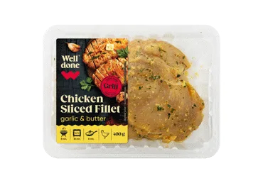 CĀĻA FILEJAS STEIKI AR SVIESTU ĶIPLOKU MARINĀDĒ WELL DONE 400G