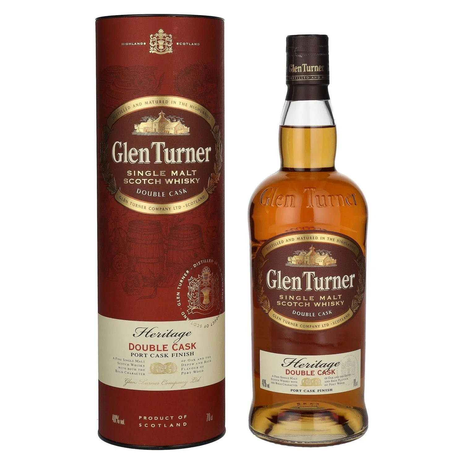 Viskijs glen turner heritage signe malt, 40%, kastē, 0,7 l