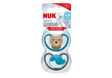 MĀNEKLĪŠI NUK SPACE SILIKONA 6-18M 2GAB.