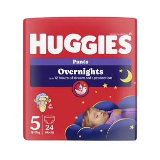 AUTIŅBIKSĪTES HUGGIES OVERNIGHT PANTS 5 12-17KG 24GAB