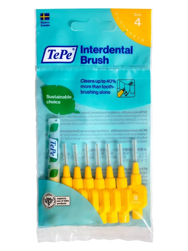 Tepe Interdental Brush starpzobu birstītes 0,7 mm, dzeltena, 8 gab.