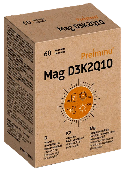 Preimmu Mag D3K2Q10 kapsulas, 60 gab.