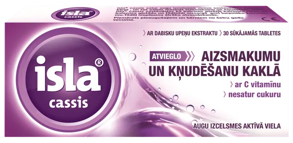 Isla Cassis + Vitamin C sūkājamās tabletes, 30 gab.