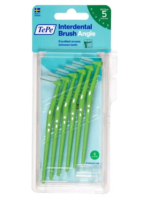 Tepe Interdental Brush Angle starpzobu birstītes 0,8 mm, zaļa, 6 gab