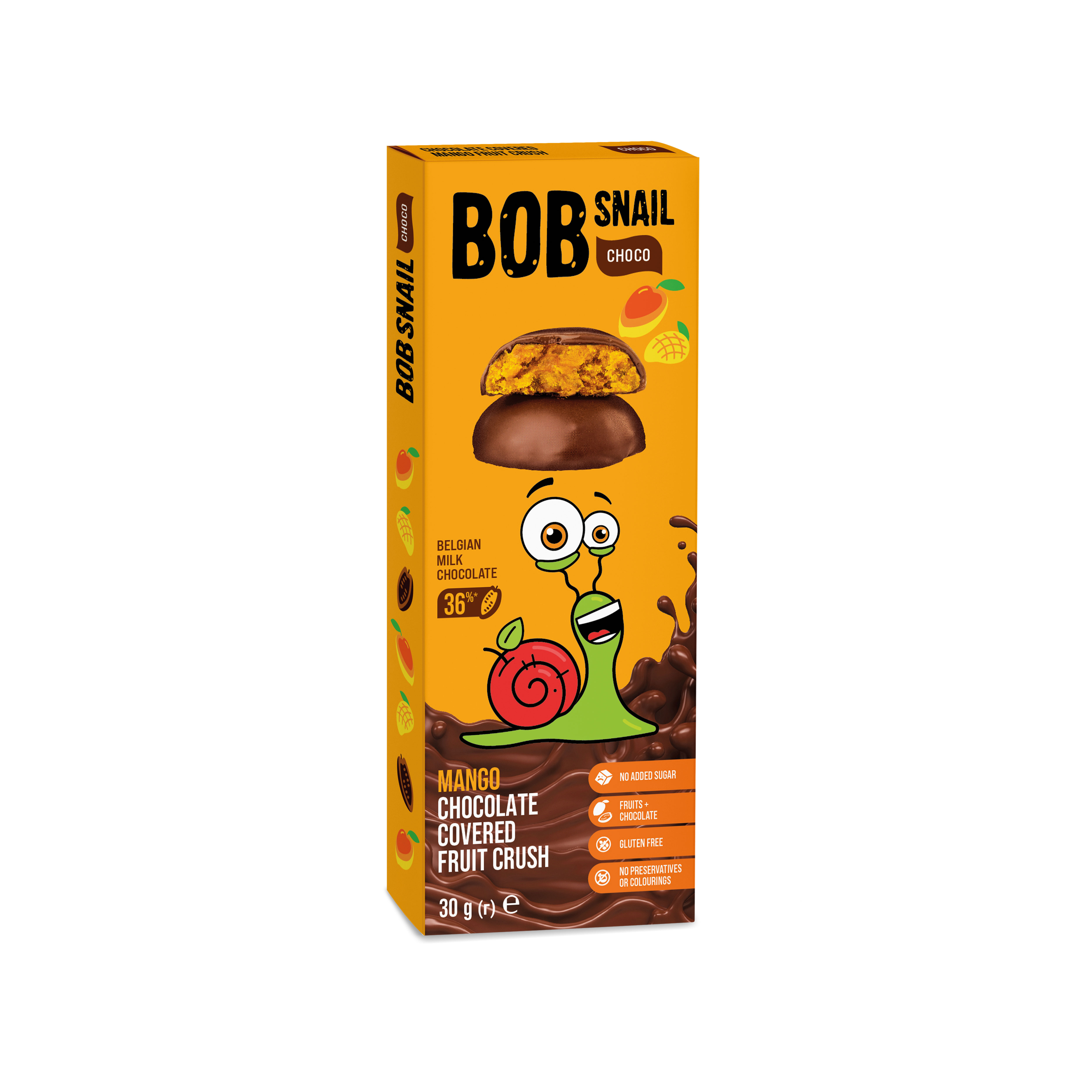 MANGO KONFEKTES PIENA ŠOKOLĀDĒ BOB SNAIL, 30G