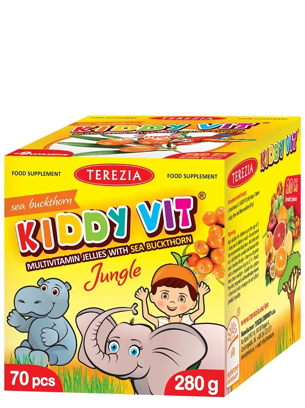 Terezia Kiddy Vit® ar smiltsērkšķiem džungļi, 70 želejas figūriņas