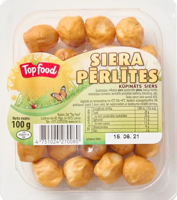 KŪPINĀTS SIERS TOP FOOD, "SIERA PĒRLĪTES", 100G
