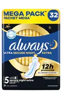 ALWAYS ULTRA SECURE NIGHT EXTRA HIGIĒNISKĀS PAKETES, 32GAB.