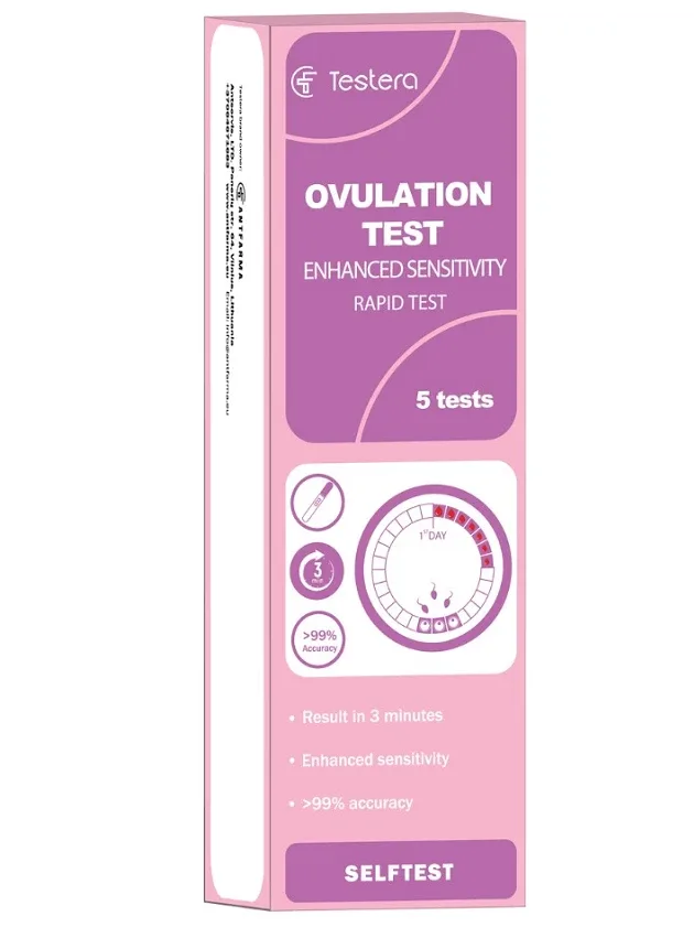 Testera Tests ovulācijas noteikšanai HLH midstream, 5 gb.