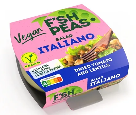 VEGĀNIE ZIRŅU PROTEĪNA SALĀTI ITĀĻU GAUMĒ 175G, F`SH PEAS