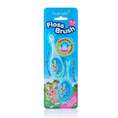 Brush-Baby Flossbrush zobu birste 0-3 g. zila, zaļa N2