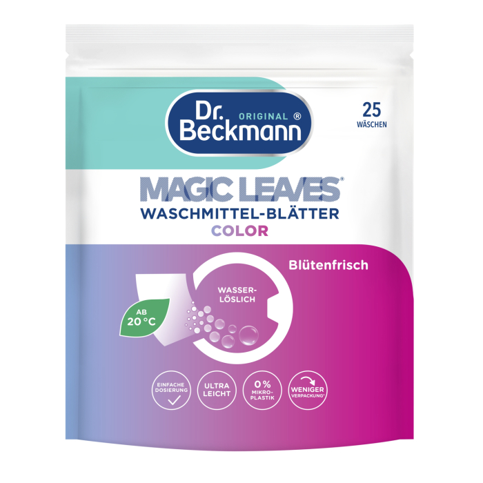 VEĻAS MAZGĀŠANAS PLĀKSNES DR. BECKMANN MAGIC LEAVES COLOR 25 GAB.
