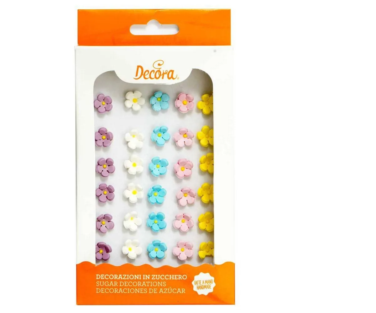 PĀRTIKAS CUKURA DEKORS DECORA SMALL FLOWERS, KRĀSAINAS, 30GAB