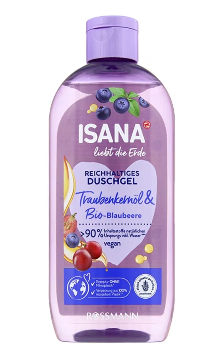 ISANA TRAUBENKERNÖL & BIO BLAUBEERE DUŠAS ŽELEJA, 250ML