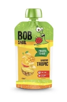 AUGĻU BIEZENIS BOB SNAIL, BANĀNU-ANANASU-MANGO SMŪTIJS, PASTERIZĒTS, 120G