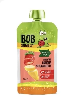 AUGĻU BIEZENIS BOB SNAIL, BANĀNU-ZEMEŅU SMŪTIJS, PASTERIZĒTS, 120G