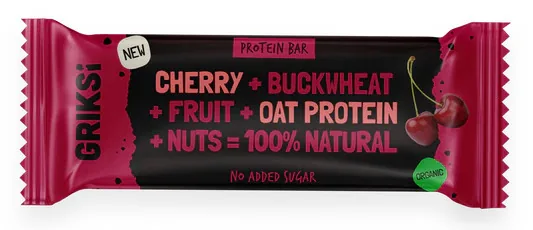 GRIKSI BIO DIEDZĒTU GRIĶU PROTEĪNA BATONIŅŠ AR ĶIRŠIEM 35G