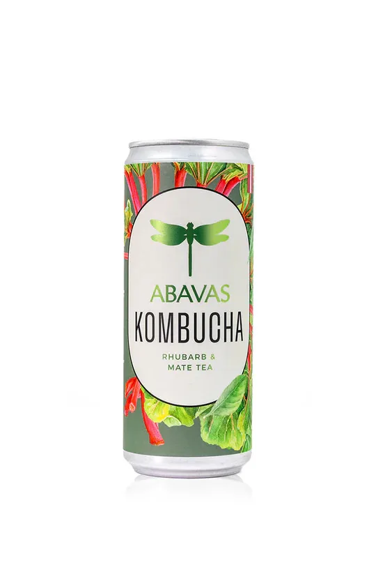 KOMBUČA ABAVAS AR RABARBERIEM UN MATE TĒJU 330ML
